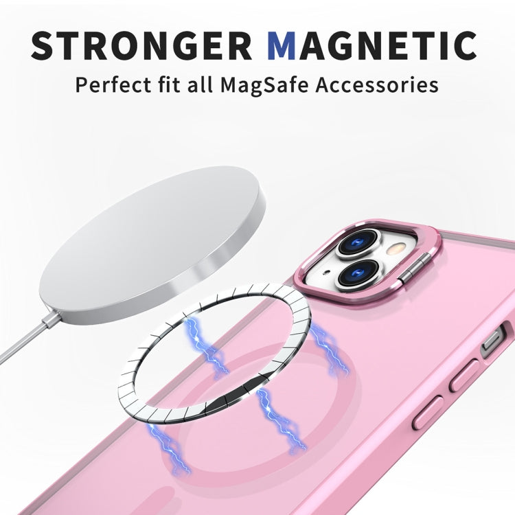 For iPhone 14 Metal Invisible Camera Holder MagSafe Magnetic Phone Case(Pink) - iPhone 14 Cases by buy2fix | Online Shopping UK | buy2fix