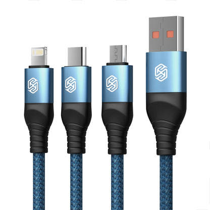 Nillkin Swift Pro 1m 3 in 1 USB to 8 Pin + Type-C + Micro USB Fast Charging Cable(Blue) - Multifunction Cable by NILLKIN | Online Shopping UK | buy2fix