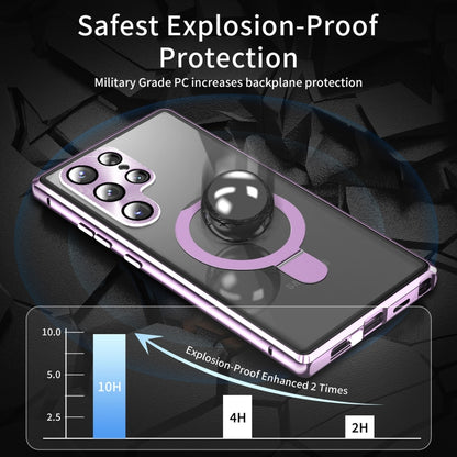 For Samsung Galaxy S22 Ultra 5G MagSafe Magnetic HD Frosted Tempered Glass Holder Phone Case(Purple) - Galaxy S22 Ultra 5G Cases by buy2fix | Online Shopping UK | buy2fix