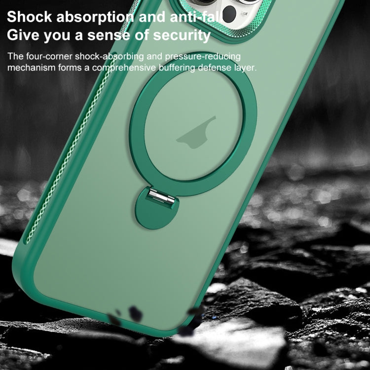 For iPhone 15 MagSafe Magnetic Holder Breathable Phone Case(Green) - iPhone 15 Cases by buy2fix | Online Shopping UK | buy2fix