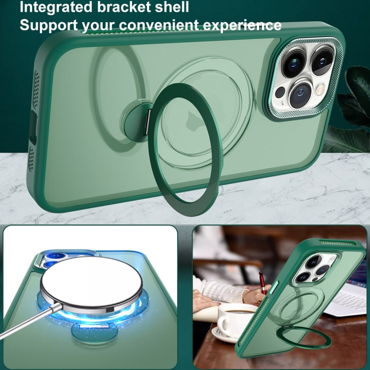 For iPhone 15 Plus MagSafe Magnetic Holder Breathable Phone Case(Green) - iPhone 15 Plus Cases by buy2fix | Online Shopping UK | buy2fix
