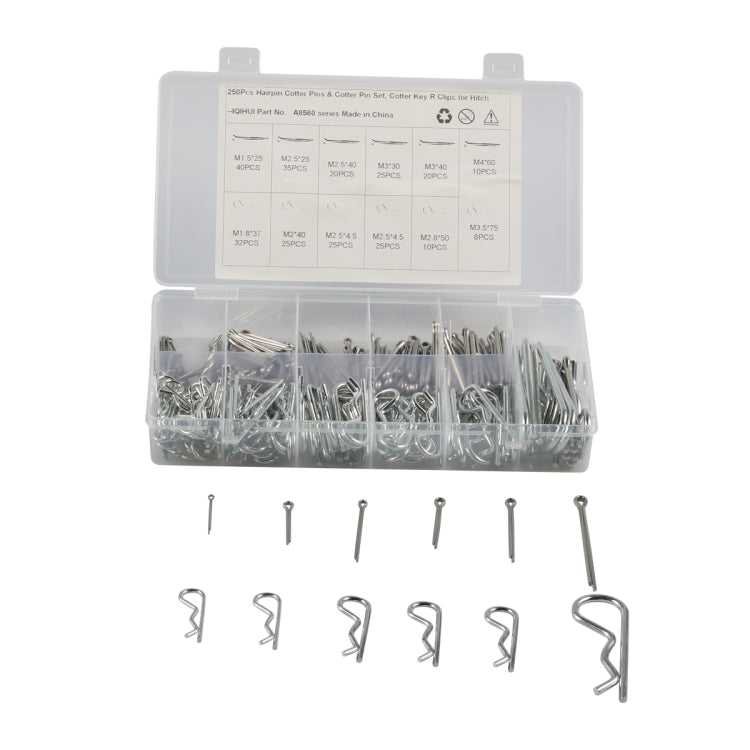 250pcs / Box Heavy Duty Zinc Plated Cotter R Tractor Clip Pin(Silver) - Booster Cable & Clip by buy2fix | Online Shopping UK | buy2fix