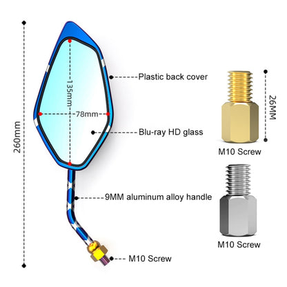 Motorcycle / Electromobile Modified Diamond-shaped Burnt Titanium Plating Rearview Mirror, Style:Carbon Fiber Type X Texture - Side Mirrors by buy2fix | Online Shopping UK | buy2fix