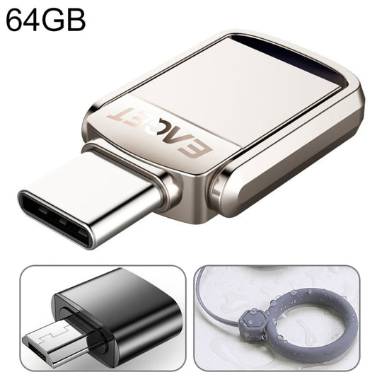 EAGET 64G USB 3.1 + USB-C Interface Metal Twister Flash U Disk, with Micro USB Adapter & Lanyard - Computer & Networking by EAGET | Online Shopping UK | buy2fix