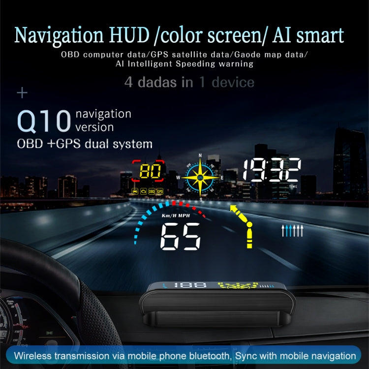 Q10 Car HUD Head-up Display GPS Speed Meter - Head Up Display System by buy2fix | Online Shopping UK | buy2fix