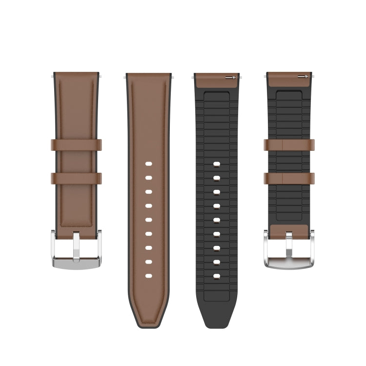 22mm Silicone Leather Watch Band for Huawei Watch GT 2 Pro(Brown) - Watch Bands by buy2fix | Online Shopping UK | buy2fix