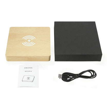 W50 Wooden Clock Wireless Charger (Walnut) - Apple Accessories by buy2fix | Online Shopping UK | buy2fix