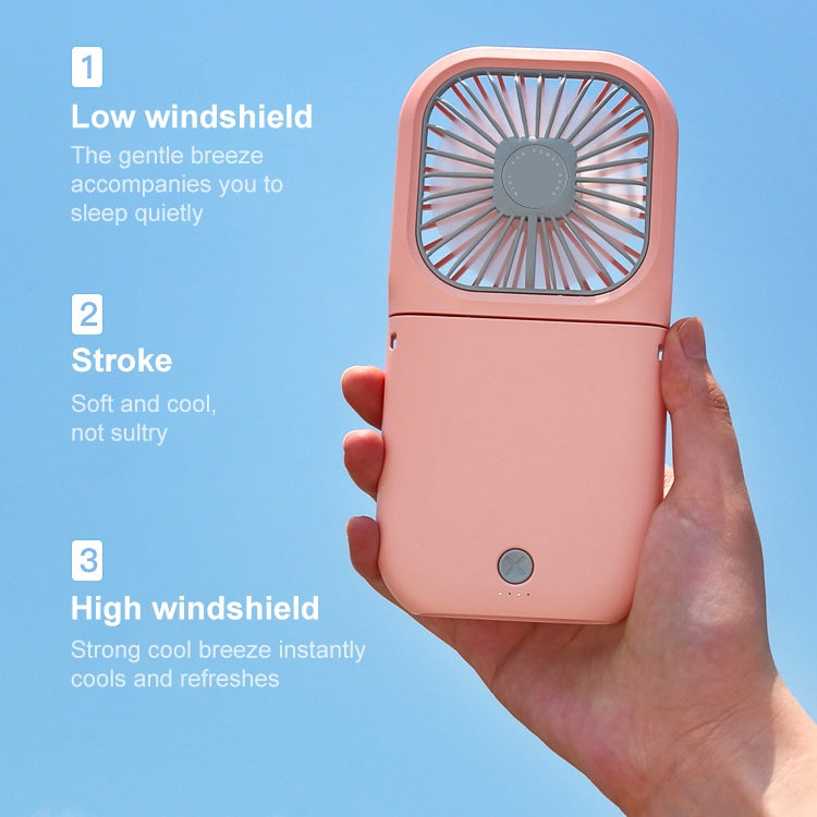 F20 Electroplating Handheld Fan Portable Desktop Folding Mute USB Hanging Neck Fan (Pink) - Electric Fans by buy2fix | Online Shopping UK | buy2fix