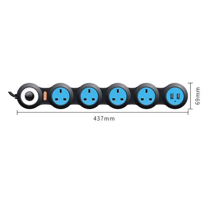 Charging Plug-in Wiring Board Creative Rotary Towline Board 13A Deformed Socket with USB, UK Plug, 5-Bit Socket(Black) - Consumer Electronics by buy2fix | Online Shopping UK | buy2fix