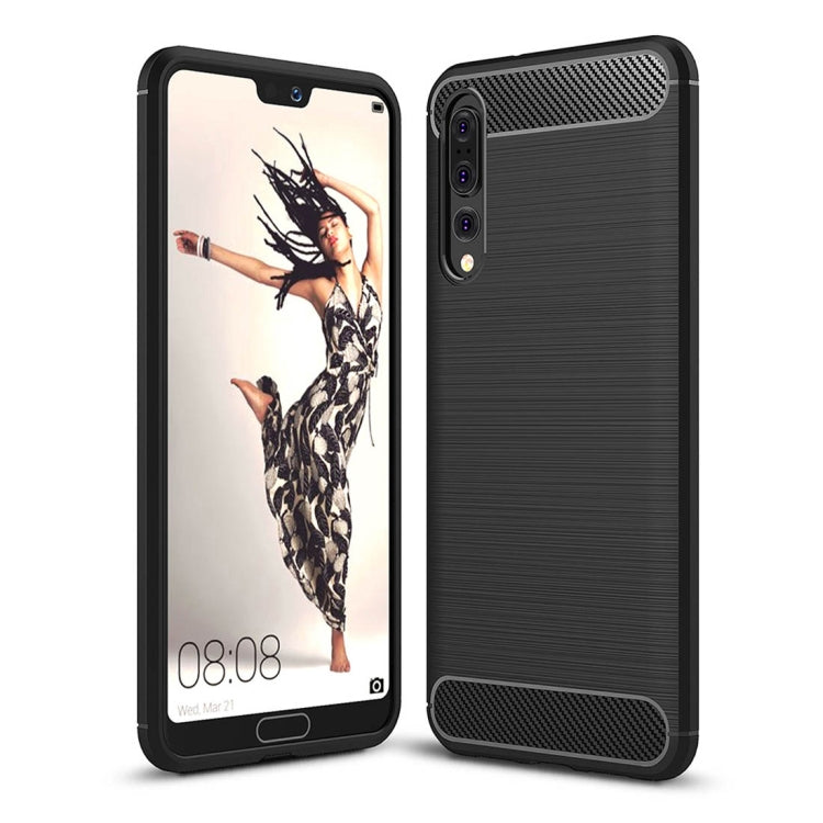 For Huawei  P20 Pro Brushed Texture Carbon Fiber Shockproof TPU Protective Back Case(Black) - Huawei Cases by buy2fix | Online Shopping UK | buy2fix