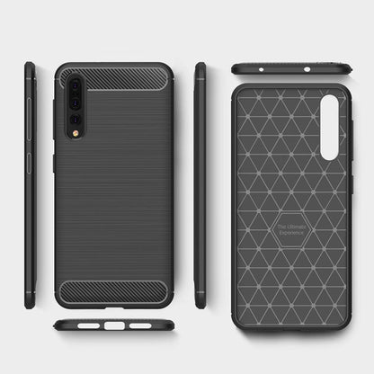 For Huawei  P20 Pro Brushed Texture Carbon Fiber Shockproof TPU Protective Back Case(Black) - Huawei Cases by buy2fix | Online Shopping UK | buy2fix