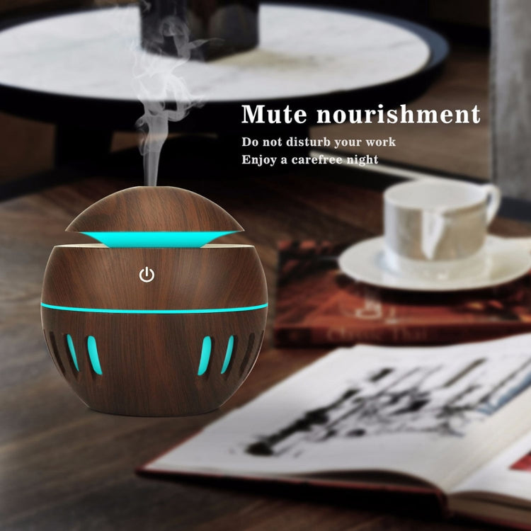 Wood Grain USB Hollowed-out Humidifier Seven Color Aromatherapy Lamp Automatic Alcohol Sprayer with Remote Control(White-3) - Home & Garden by buy2fix | Online Shopping UK | buy2fix