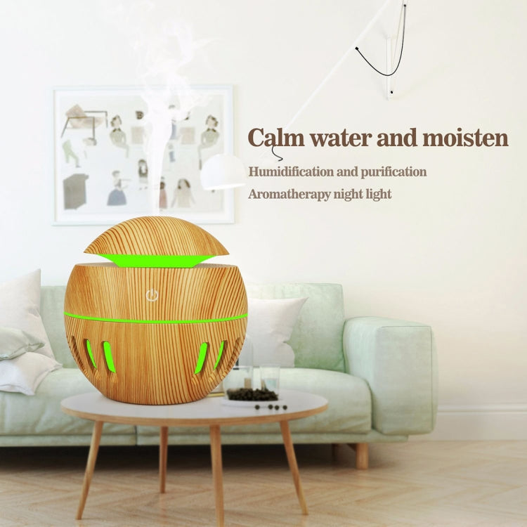 Wood Grain USB Hollowed-out Humidifier Seven Color Aromatherapy Lamp Automatic Alcohol Sprayer with Remote Control(Pink) - Home & Garden by buy2fix | Online Shopping UK | buy2fix