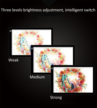 A4 Size 5W 5V LED Three Level of Brightness Dimmable Acrylic Copy Boards for Anime Sketch Drawing Sketchpad, with USB Cable & Plug, Size：240x360x5mm - Consumer Electronics by buy2fix | Online Shopping UK | buy2fix