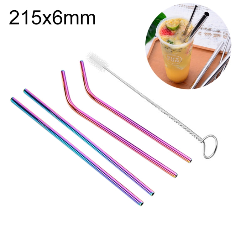 4 PCS Reusable Stainless Steel Drinking Straw + Cleaner Brush Set Kit,  215*6mm(Colour) - Home & Garden by buy2fix | Online Shopping UK | buy2fix