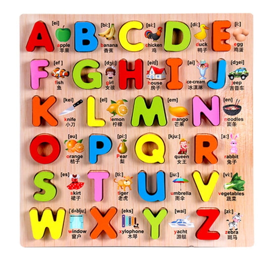 Baby Kids Wooden Puzzles Toys Educational Jigsaw Board Puzzle Toys Cognitive Plate(Capital Letter) - DIY Developmental Toys by buy2fix | Online Shopping UK | buy2fix