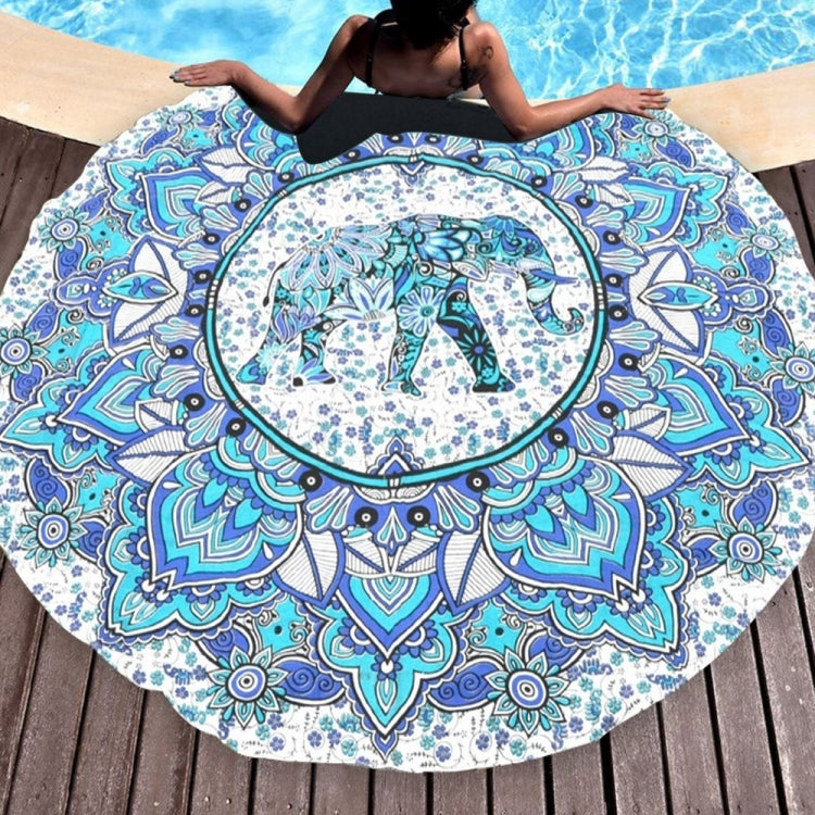 Printed Elephant Pattern Round Summer Bath Towel Sand Beach Towel Shawl Scarf, Size: 150 x 150cm - Outdoor & Sports by buy2fix | Online Shopping UK | buy2fix
