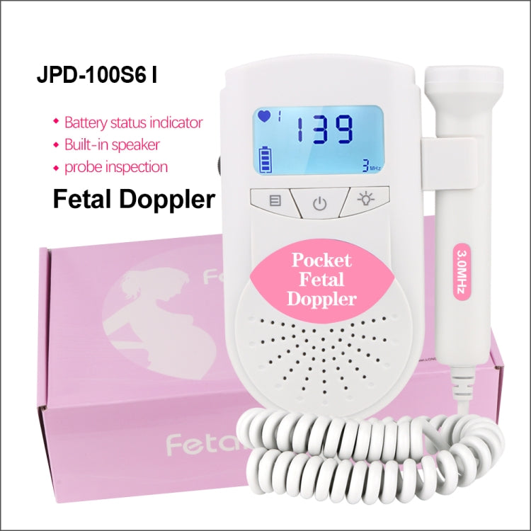 JPD-100S6 I LCD Ultrasonic Scanning Pregnant Women Fetal Stethoscope Monitoring Monitor / Fetus-voice Meter, Complies with IEC60601-1:2006(Pink) - Heart Rate Monitoring by buy2fix | Online Shopping UK | buy2fix