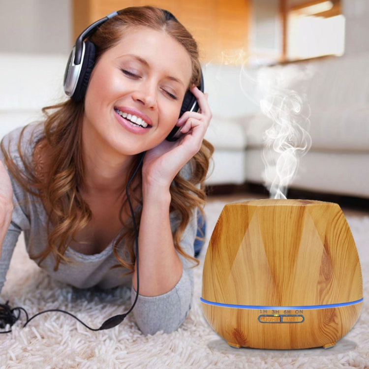 Diamond Wood Grain Remote Control Ultrasonic Humidifier Aromatherapy Machine Automatic Alcohol Sprayer with LED Lights, Capacity: 400mL, AU Plug (Dark Wood Color) - Home & Garden by buy2fix | Online Shopping UK | buy2fix
