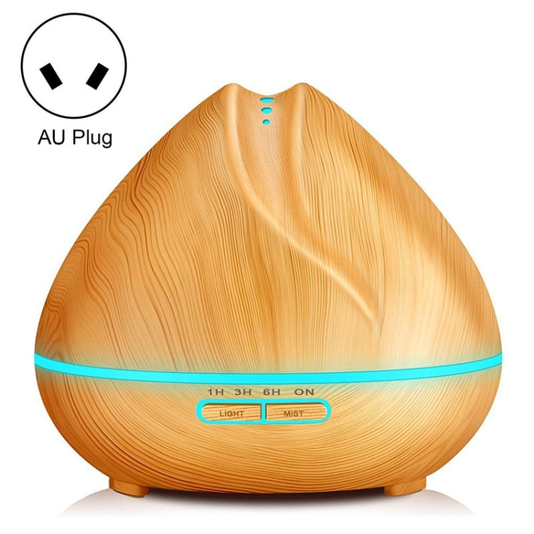 Peach Shape Wood Grain Remote Control Ultrasonic Humidifier Aromatherapy Machine Automatic Alcohol Sprayer with LED Lights, Capacity: 400mL, AU Plug (Light Wood Color) - Home & Garden by buy2fix | Online Shopping UK | buy2fix