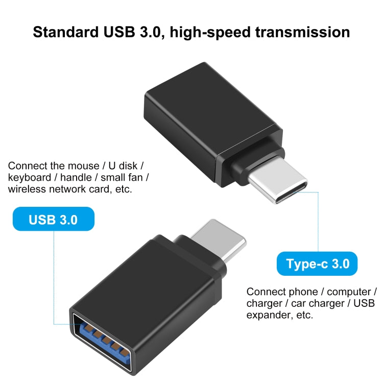 HAWEEL USB-C / Type-C Male to USB 3.0 Female OTG Data Transmission Adapter(Black) -  by buy2fix | Online Shopping UK | buy2fix