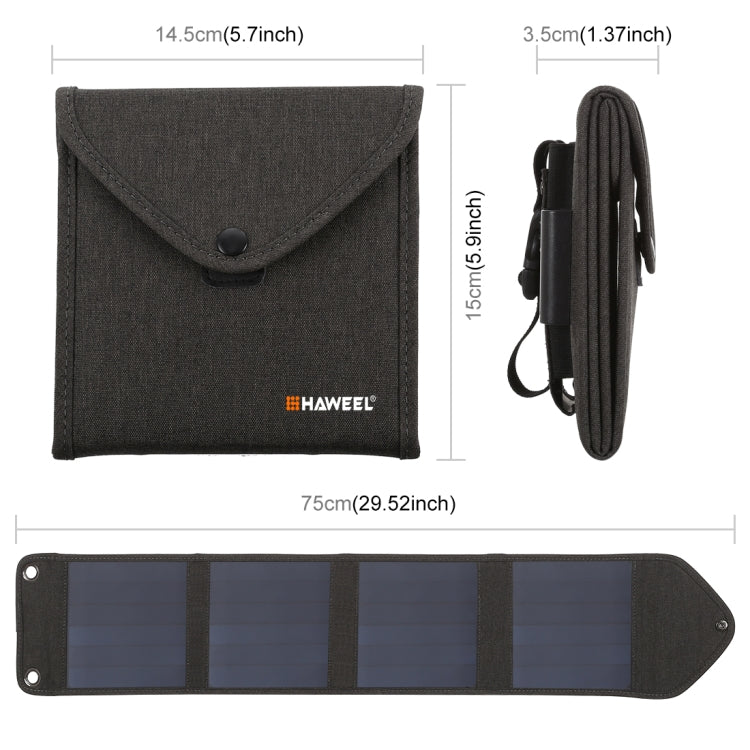 HAWEEL 14W 5V 2.4A Portable Foldable Solar Charger Outdoor Travel Rechargeable Folding Bag with 4 Solar Panels & USB Port, Size: S - Charger by HAWEEL | Online Shopping UK | buy2fix