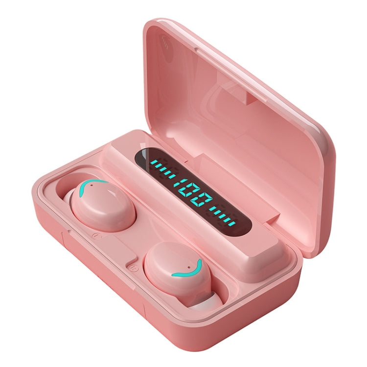 F9-5C Macaron Series Four-bar Breathing Light + Digital Display Noise Reduction Bluetooth Earphone (Pink) - Bluetooth Earphone by buy2fix | Online Shopping UK | buy2fix