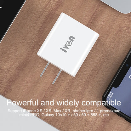 IVON AD48 18W PD Fast Charger + USB-C / Type-C to 8 Pin Data Cable Set, US Plug - USB Charger by IVON | Online Shopping UK | buy2fix