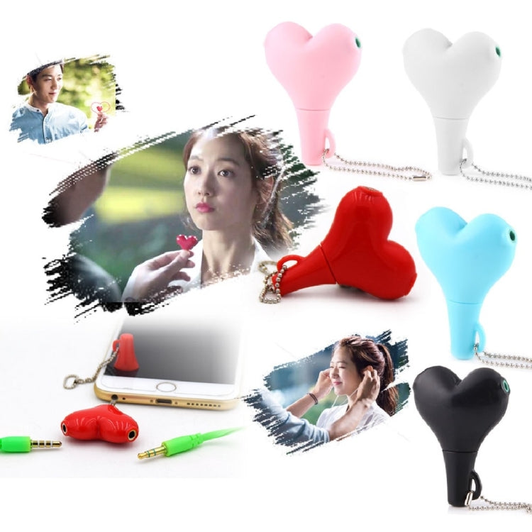 1 Male to 2 Females 3.5mm Jack Plug Multi-function Heart Shaped Earphone Audio Video Splitter Adapter with Key Chain for iPhone, iPad, iPod, Samsung, Xiaomi, HTC and Other 3.5 mm Audio Interface Electronic Digital Products(Pink) - Splitter Adapter by buy2fix | Online Shopping UK | buy2fix