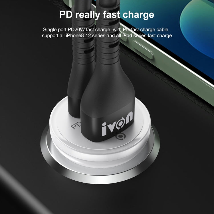 IVON CC45 20W PD 3.0 USB-C / Type-C + QC 3.0 USB Port Mini Car Charger - In Car by IVON | Online Shopping UK | buy2fix