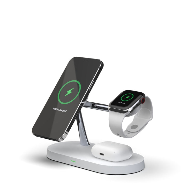 T268 5 in 1 15W Multi-function Magnetic Wireless Charger for iPhone 12 Series & Apple Watchs & AirPods 1 / 2 / Pro, with LED Light (White) - Wireless Charger by buy2fix | Online Shopping UK | buy2fix