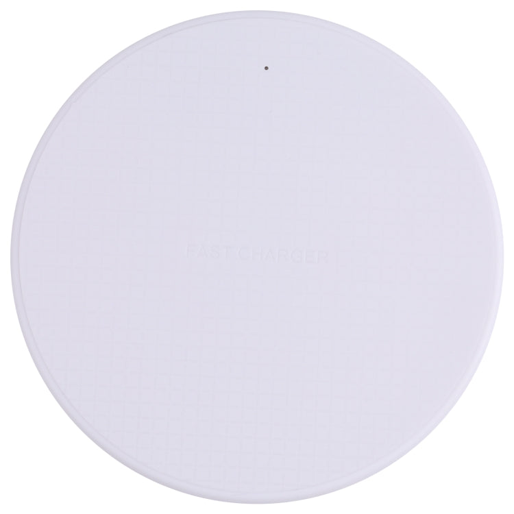 10W QI Plaid Pattern Round Plastic Wireless Charger (White) - Wireless Charger by buy2fix | Online Shopping UK | buy2fix