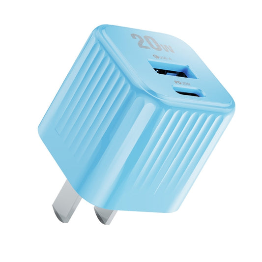 WK WP-U129 Color Sugar 20W USB+USB-C/Type-C Fast Charge Charger, CN Plug(Blue) - USB Charger by WK | Online Shopping UK | buy2fix