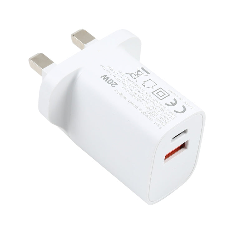 E087 20W USB-C / Type-C + USB Ports Fast Charging Travel Charger, UK Plug - Apple Accessories by buy2fix | Online Shopping UK | buy2fix