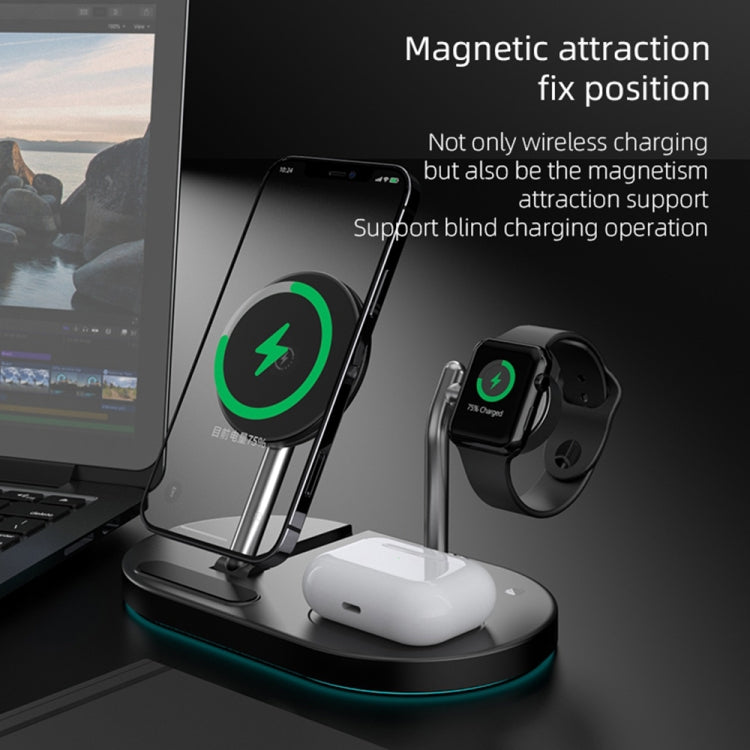 S20 4 in 1 15W Multifunctional Magnetic Wireless Charger with Night Light & Holder for Mobile Phones / AirPods(Black) - Multifunction Charger by buy2fix | Online Shopping UK | buy2fix