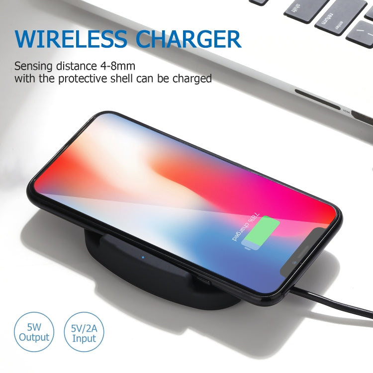 QK11 10W ABS + PC Fast Charging Qi Wireless Charger Pad(Black) - Apple Accessories by buy2fix | Online Shopping UK | buy2fix