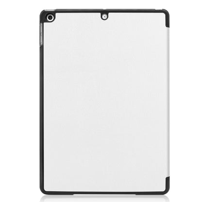 For iPad 10.2 Custer Texture Horizontal Flip Smart PU Leather Case with Sleep / Wake-up Function & Three-folding Holder (White) - iPad 10.2 Cases by buy2fix | Online Shopping UK | buy2fix