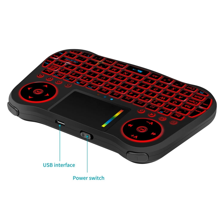 MT08 2.4GHz Mini Wireless Air Mouse QWERTY Keyboard with Colorful Backlight & Touchpad & Multimedia Control for PC, TV(Black) - MINI PC Accessories & Gadgets by buy2fix | Online Shopping UK | buy2fix