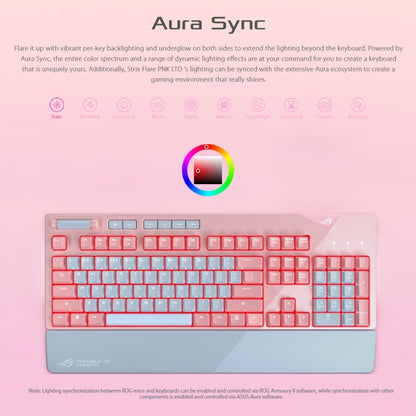 ASUS Strix Flare Pink LTD RGB Backlight Wired Gaming Keyboard with Detachable Wrist Rest (Mechanical Brown Switch) - Wired Keyboard by ASUS | Online Shopping UK | buy2fix