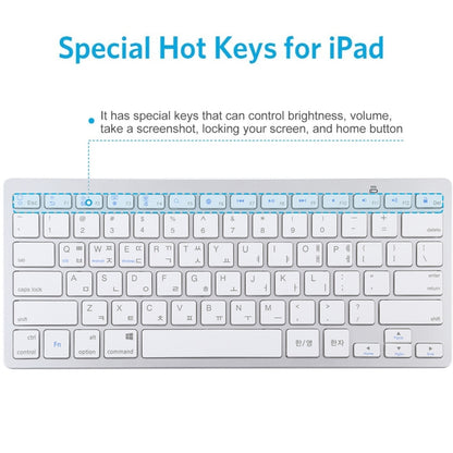 WB-8022 Ultra-thin Wireless Bluetooth Keyboard for iPad, Samsung, Huawei, Xiaomi, Tablet PCs or Smartphones, Ko Language Keys(Silver) - Computer & Networking by buy2fix | Online Shopping UK | buy2fix