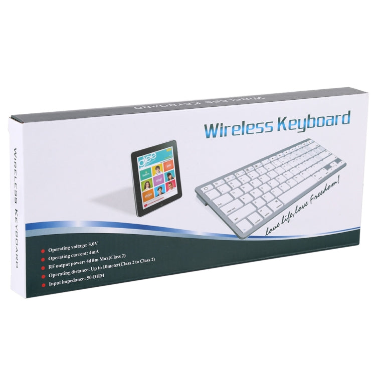 WB-8022 Ultra-thin Wireless Bluetooth Keyboard for iPad, Samsung, Huawei, Xiaomi, Tablet PCs or Smartphones, Spanish Keys(Silver) - Computer & Networking by buy2fix | Online Shopping UK | buy2fix