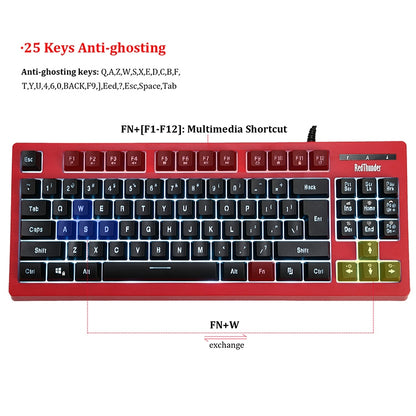 PK-870 USB Port RGB Lighting Mechanical Gaming Wired Keyboard(Red) - Wired Keyboard by buy2fix | Online Shopping UK | buy2fix