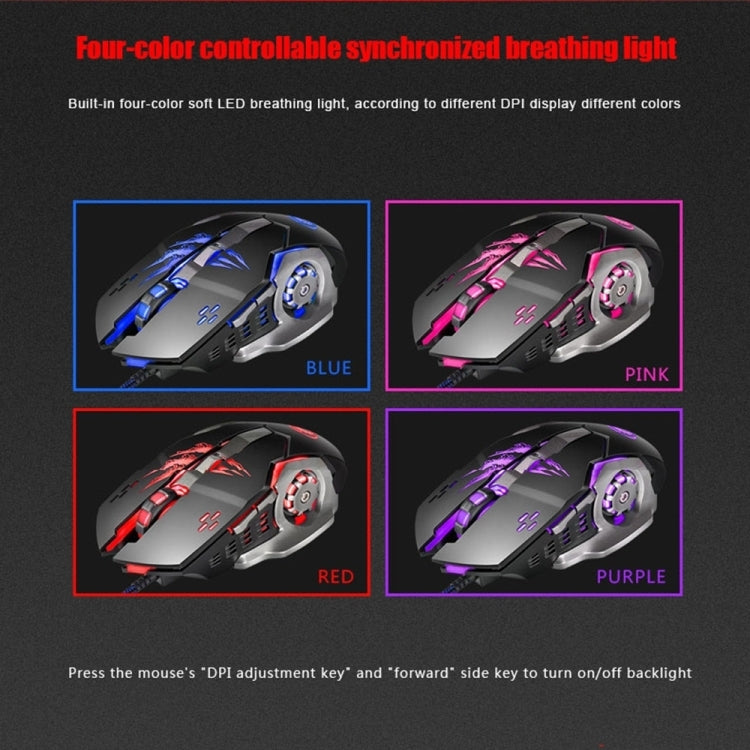 Apedra iMICE A8 High Precision Gaming Mouse LED Four Color Controlled Breathing Light USB 6 Buttons 3200 DPI Wired Optical Gaming Mouse for Computer PC Laptop(Black) - Wired Mice by iMICE | Online Shopping UK | buy2fix