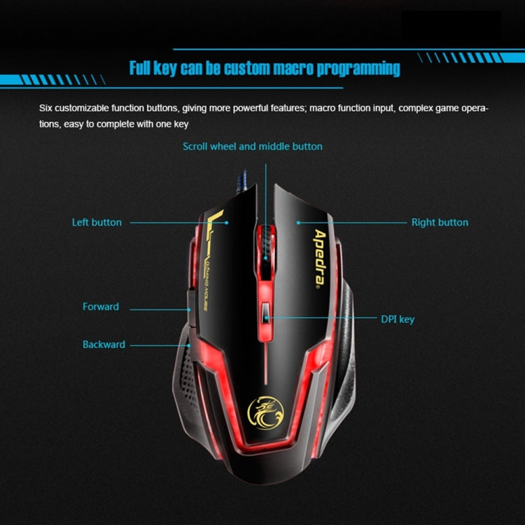Apedra iMICE A9 High Precision Gaming Mouse LED four color controlled breathing light USB 6 Buttons 3200 DPI Wired Optical Gaming Mouse for Computer PC Laptop(Black) - Wired Mice by iMICE | Online Shopping UK | buy2fix