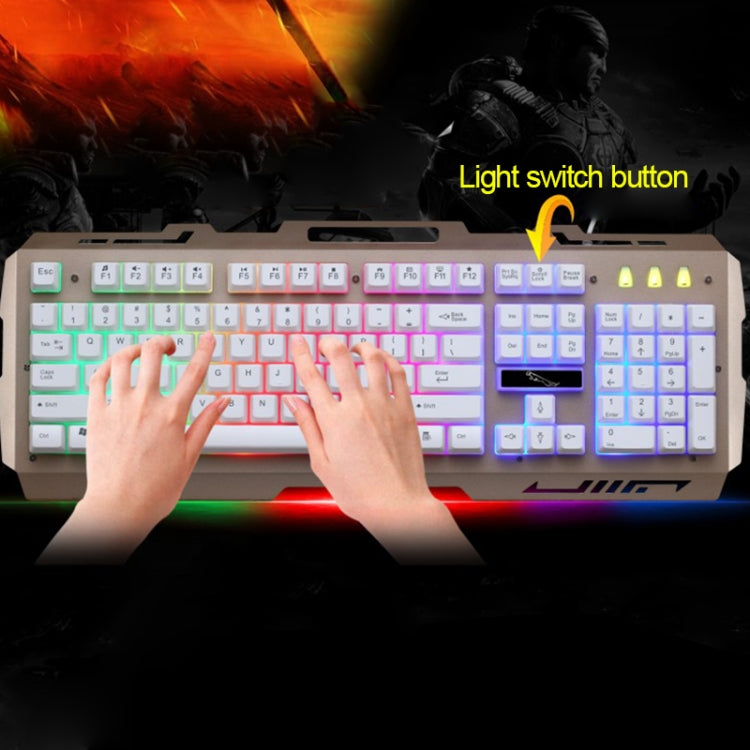 ZGB G700 104 Keys USB Wired Mechanical Feel Glowing Metal Panel Suspension Gaming Keyboard with Phone Holder(Gold) - Wired Keyboard by buy2fix | Online Shopping UK | buy2fix