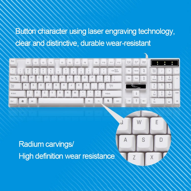 ZGB Q17 104 Keys USB Wired Suspension Gaming Office Keyboard for Laptop, PC(White) - Wired Keyboard by buy2fix | Online Shopping UK | buy2fix