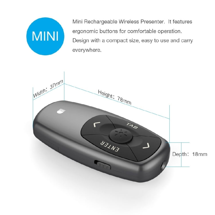 Doosl DSIT011 2.4GHz Mini Rechargeable PowerPoint Presentation Remote Control, Control Distance: 100m(Black) - Computer & Networking by DOOSL | Online Shopping UK | buy2fix