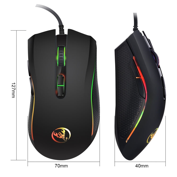 HXSJ A869 Colorful Glowing Wired Game 7-Keys 3200 DPI Adjustable Ergonomics Optical Mouse - Wired Mice by HXSJ | Online Shopping UK | buy2fix
