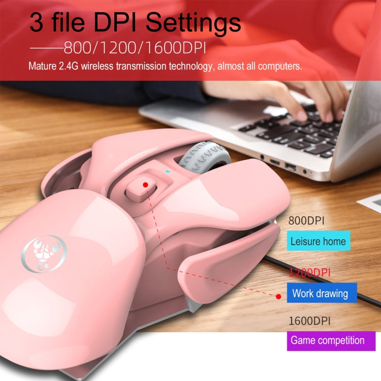 HXSJ T37 2.4GHz 1600dpi 3-modes Adjustable Wireless Mute Mouse (Pink) - Computer & Networking by HXSJ | Online Shopping UK | buy2fix