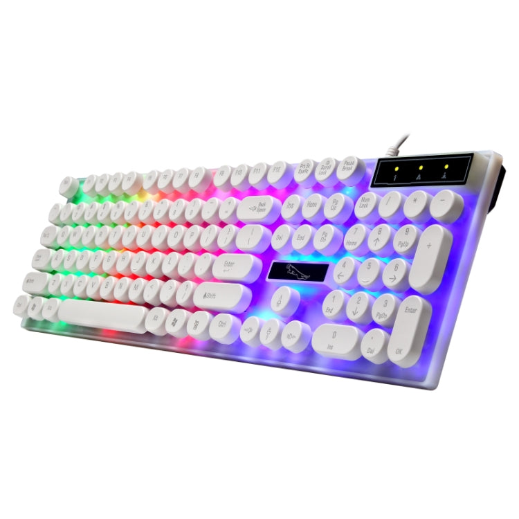 Chasing Leopard G21 USB 104-keys Waterproof Floating Round Punk Keycap Colorful Backlight Mechanical Feel Wired Keyboard, Length: 1.3m(White) - Wired Keyboard by buy2fix | Online Shopping UK | buy2fix